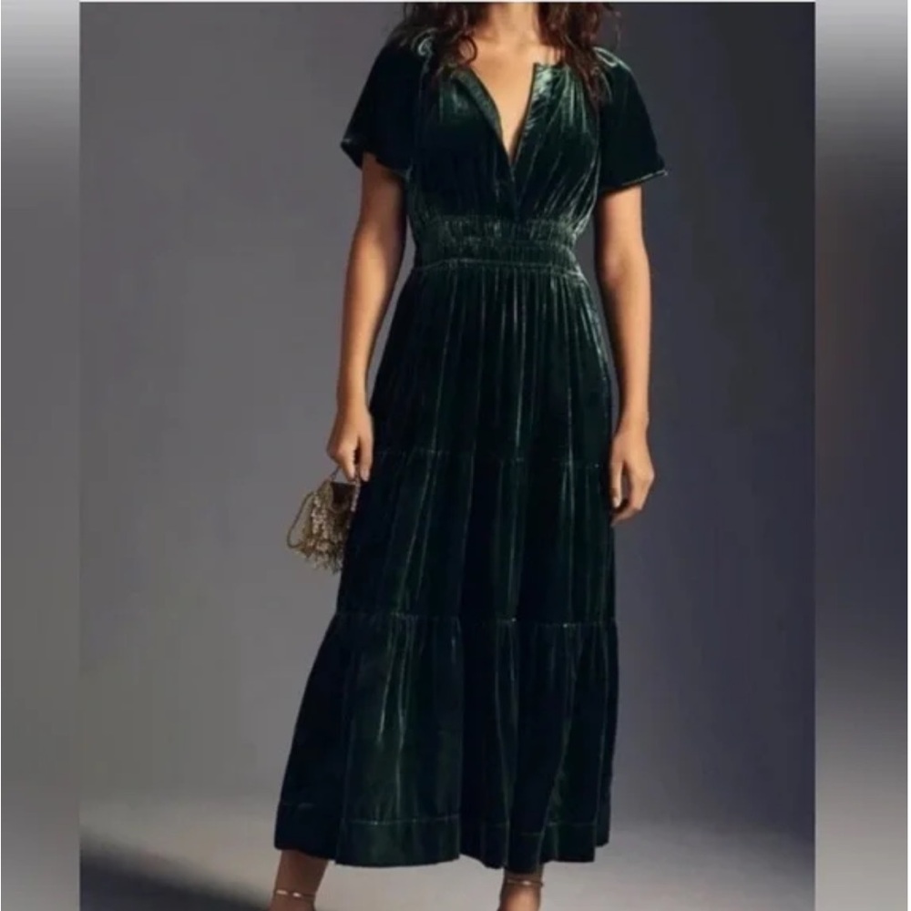 Anthropologie Deep Green Maxi Dress
